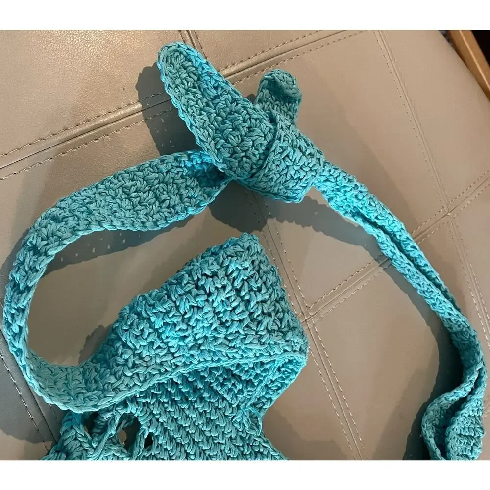 Urban Outfitters Monaco Teal Raffia Hobo Bag